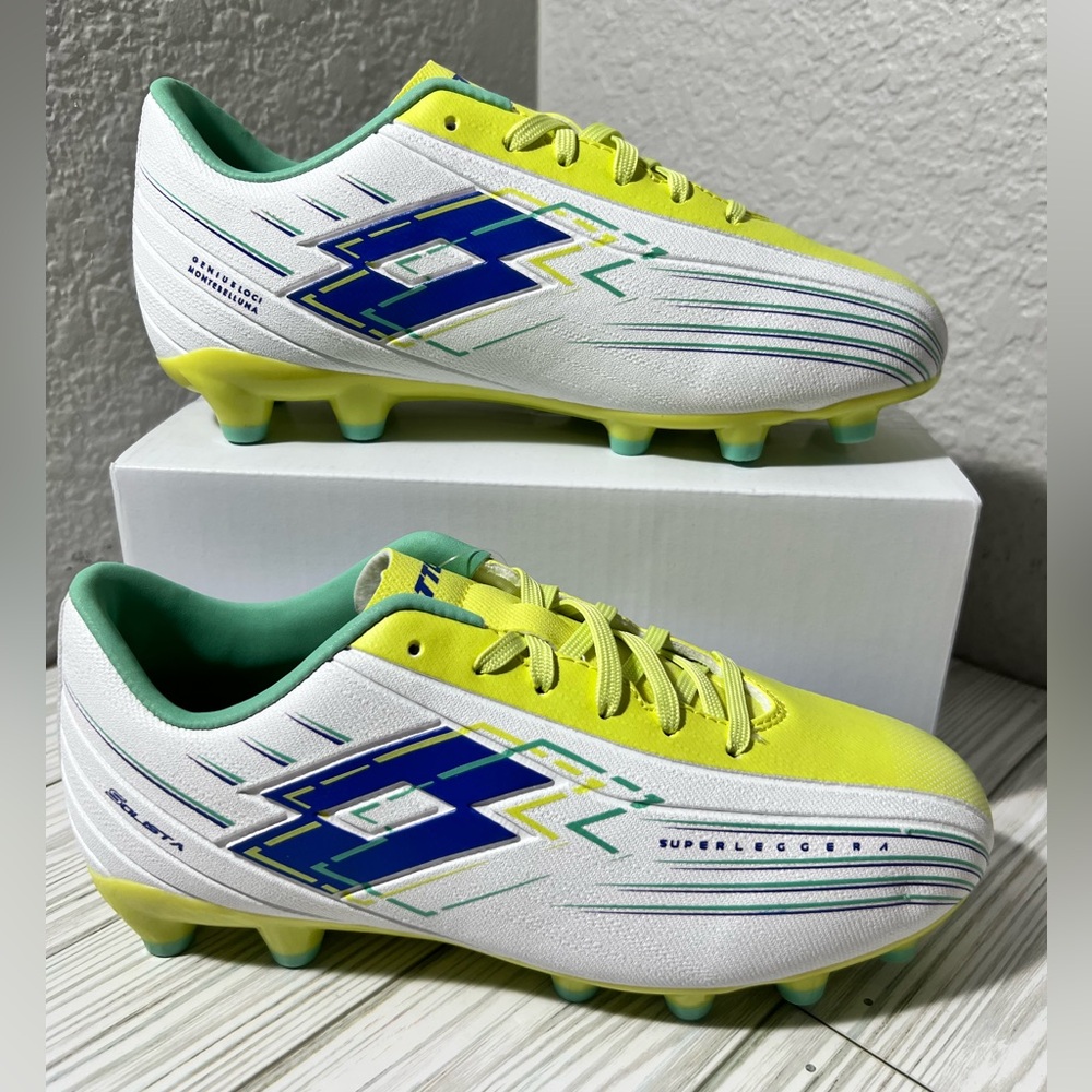 Lotto Solista 700 VIll FG Firm Ground Soccer Cleat White yellow‎ kids size 2.5